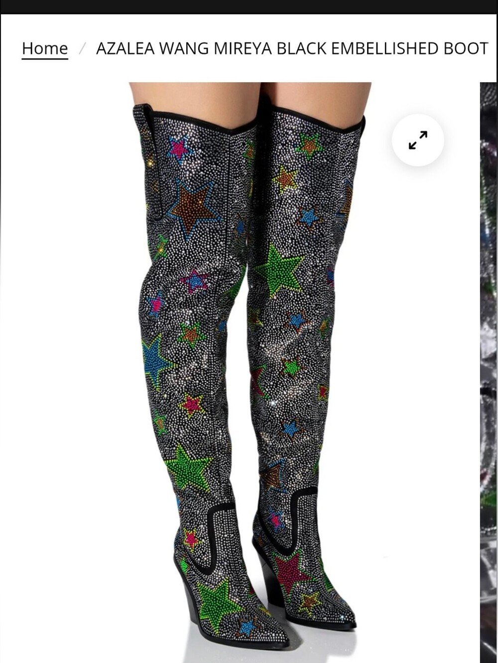 Azalea Wang Crystal Embellished Star Knee Boots